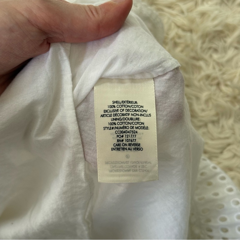Alice + Olivia Remada White Eyelet Ruffle Cotton Mini Dress Sz 2 square neck - Picture 9 of 9